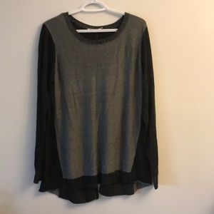 Ricki’s grey and black sweater with button and slit back detail size XL